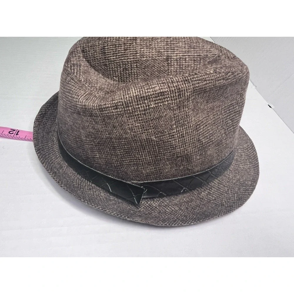 Decorated Originals Women's Brown Tweed Fedora Hat Satin Lining Short Brim